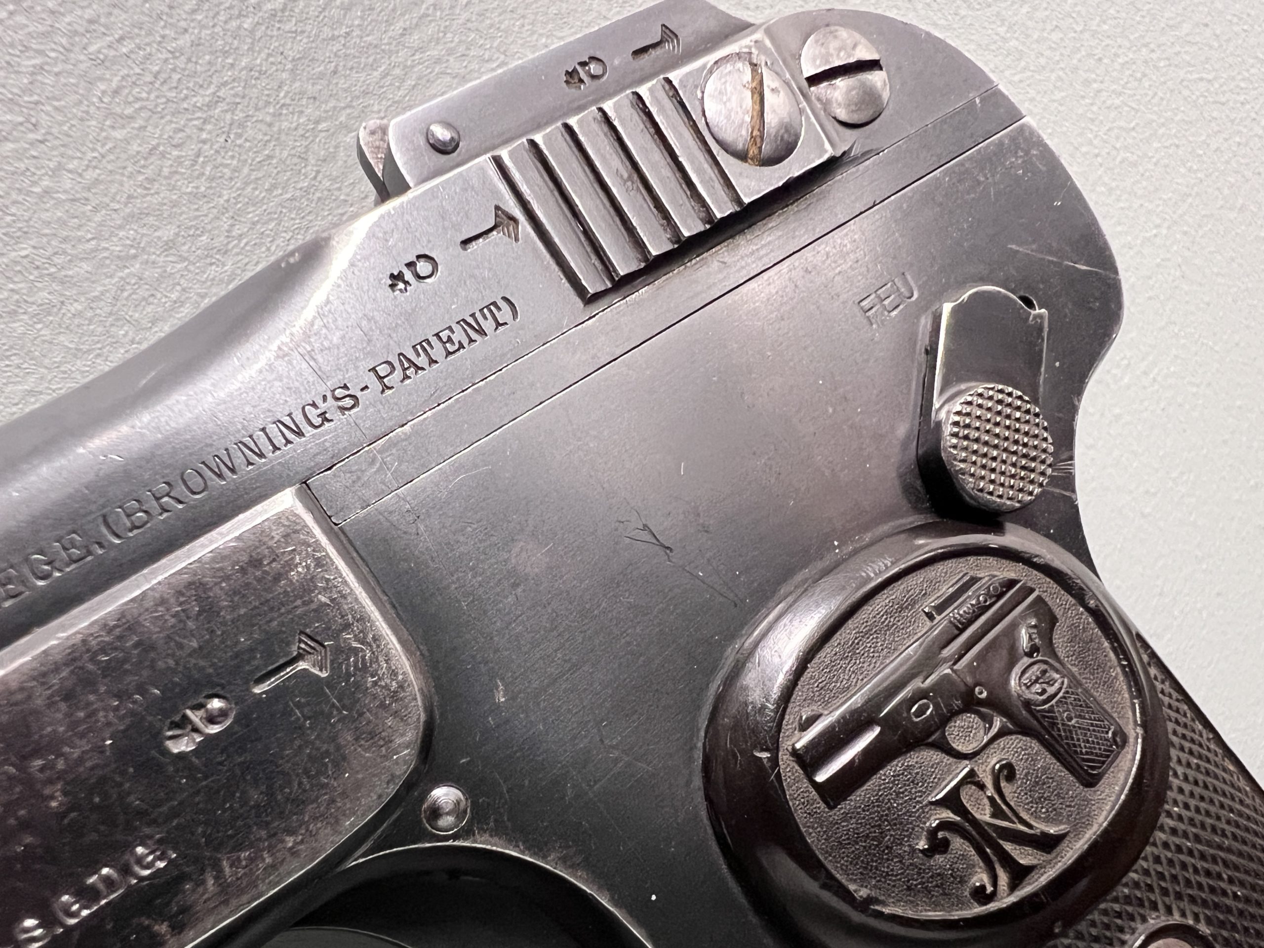 FN Browning 1900, kal. 7,65mm, 1902 rok, wczesne okładziny, BDB Lufa! /MKB-145/ - obrazek 3